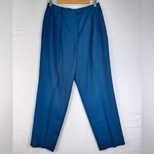 Career Essentials Teal Blue Wool Trousers Vintage Office Wear Women’s Size 12